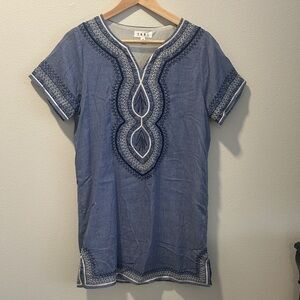 THML Blue Embroidered V-Neck Tunic